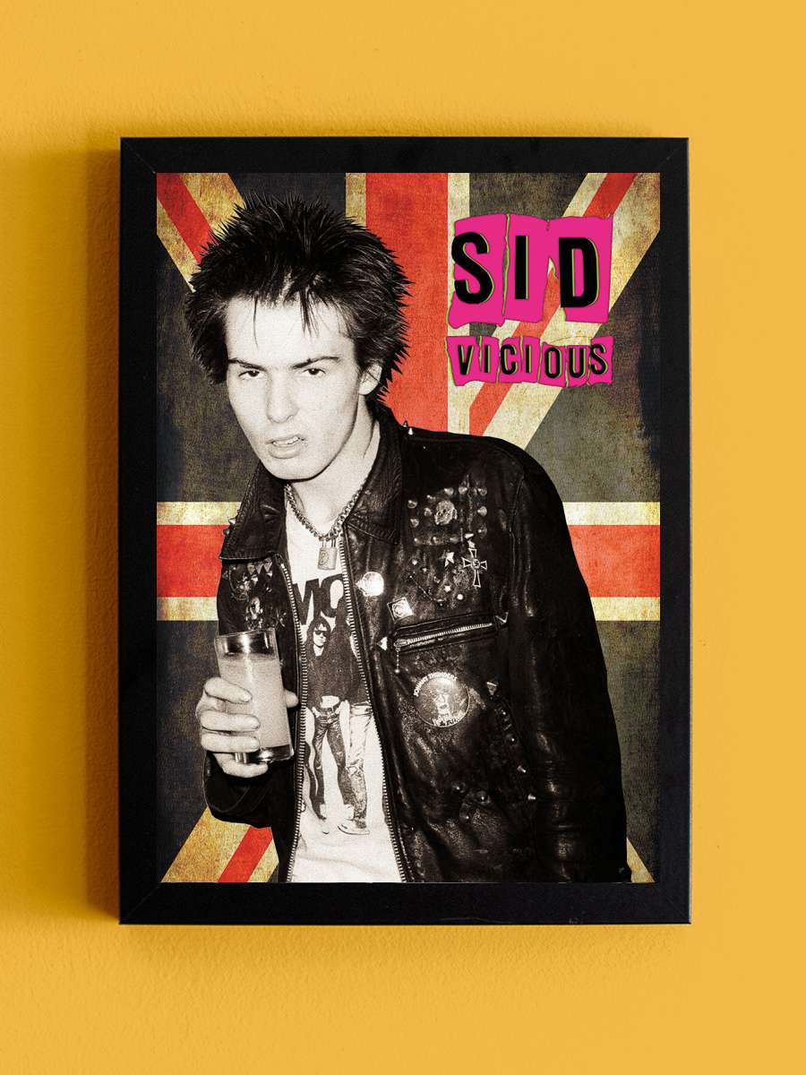 Sid Vicious - Union Jack Müzik Poster Tablo Siyah Çerçeveli Yüksek Kalite Müzik Duvar Tablo