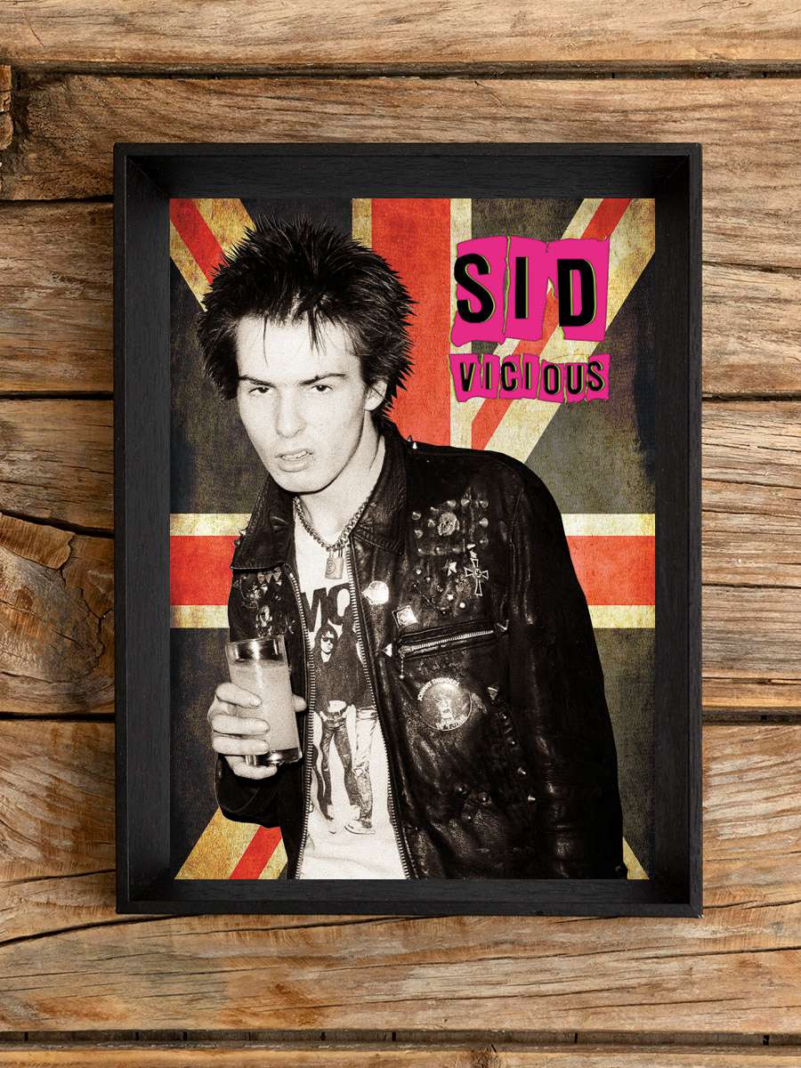 Sid Vicious - Union Jack Müzik Poster Tablo Siyah Çerçeveli Yüksek Kalite Müzik Duvar Tablo