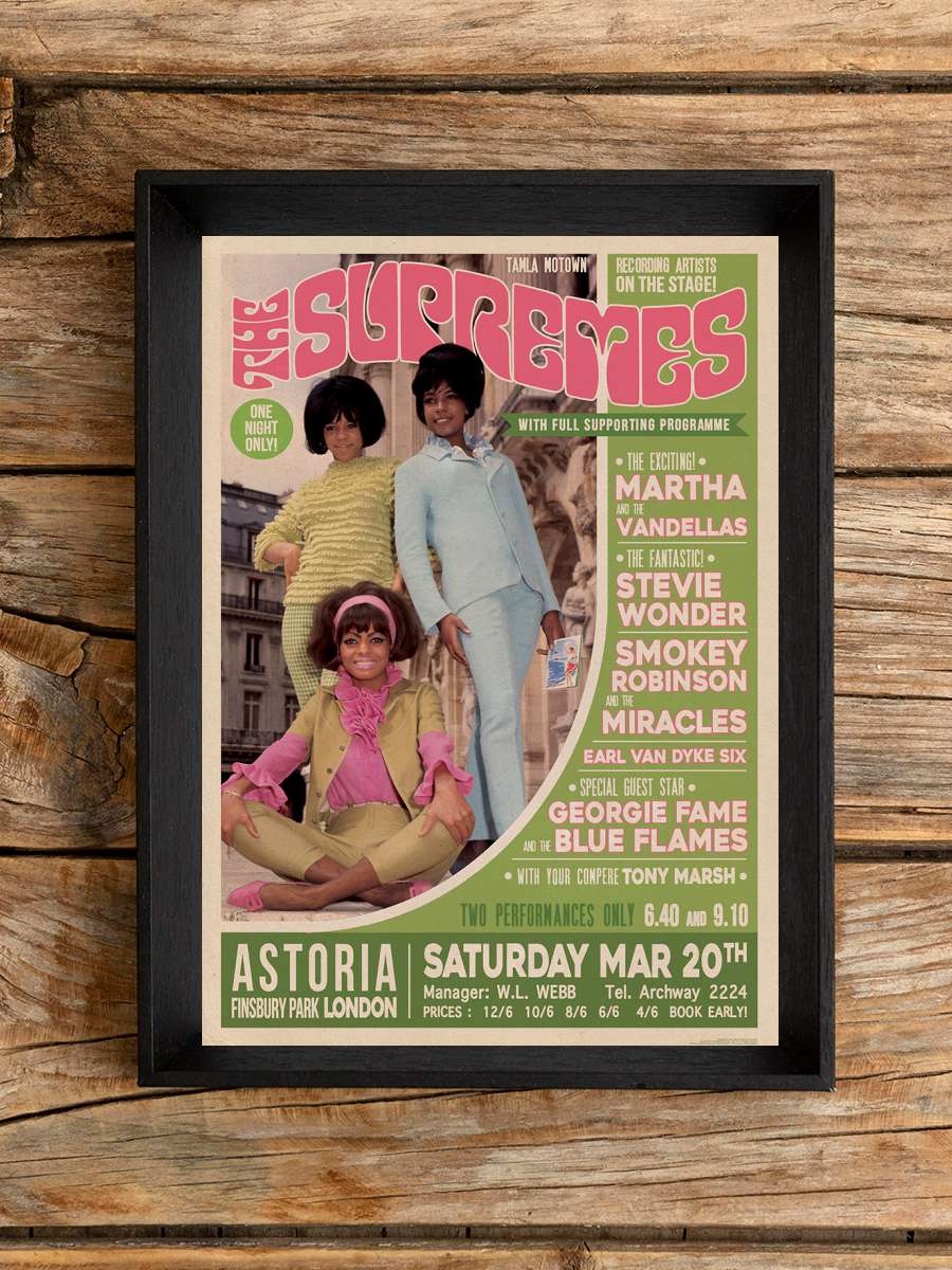 The Supremes - Live in London Müzik Poster Tablo Siyah Çerçeveli Yüksek Kalite Müzik Duvar Tablo