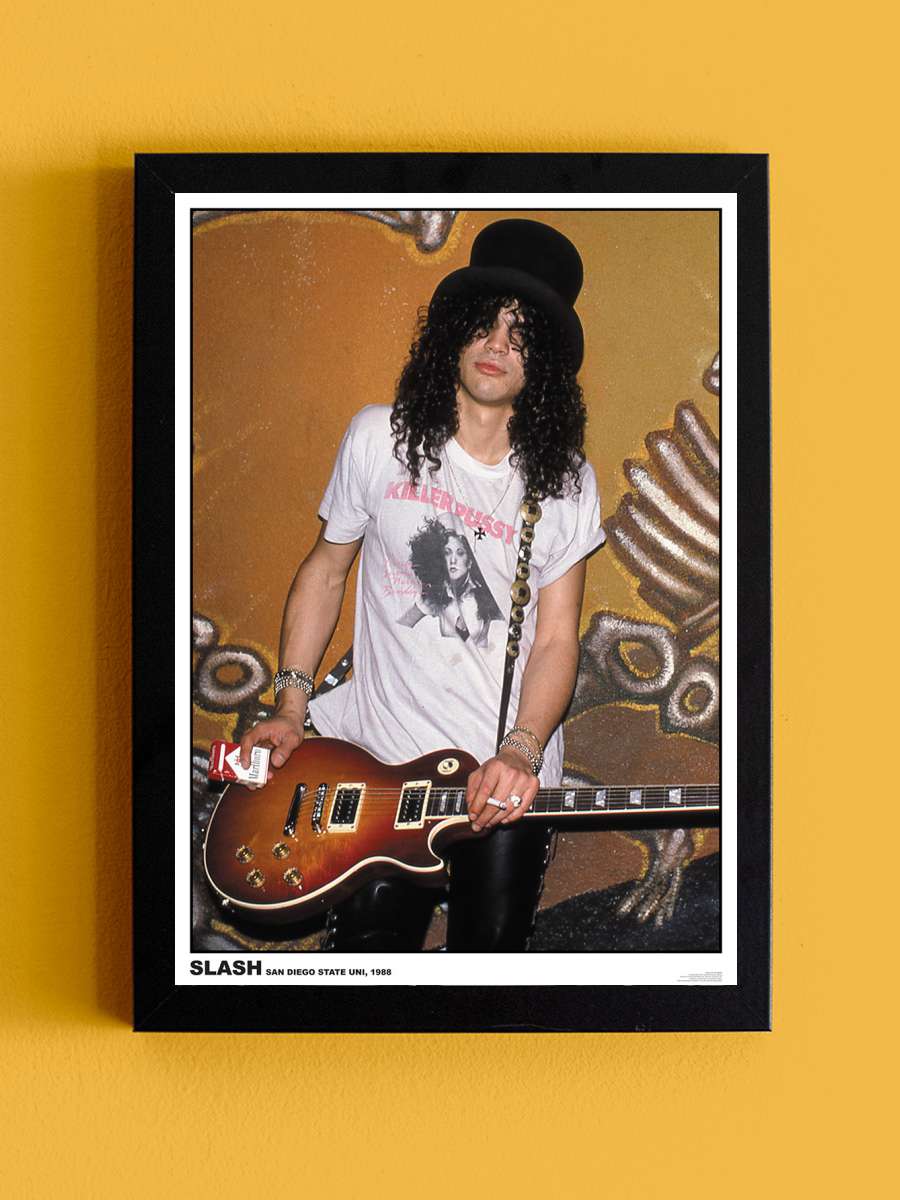 Slash - San Diego University 1988 Müzik Poster Tablo Siyah Çerçeveli Yüksek Kalite Müzik Duvar Tablo