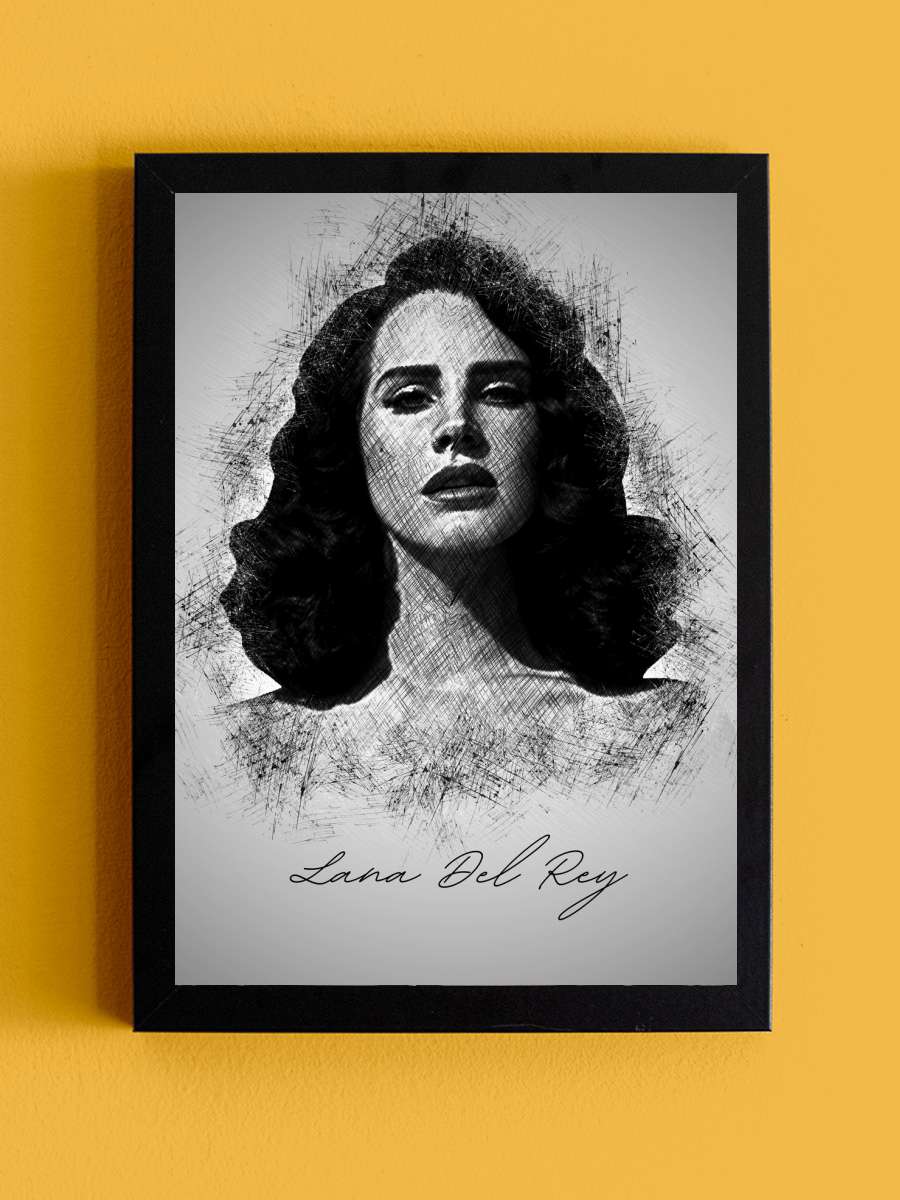 Lana Del R. Sketch Müzik Poster Tablo Siyah Çerçeveli Yüksek Kalite Müzik Duvar Tablo