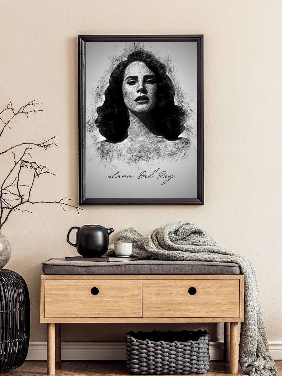 Lana Del R. Sketch Müzik Poster Tablo Siyah Çerçeveli Yüksek Kalite Müzik Duvar Tablo