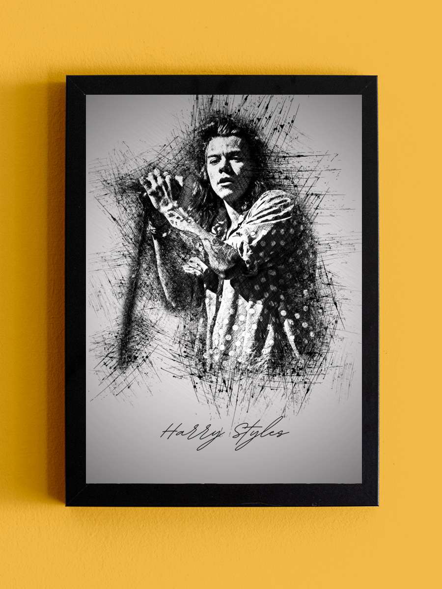 Harry S. Sketch Müzik Poster Tablo Siyah Çerçeveli Yüksek Kalite Müzik Duvar Tablo