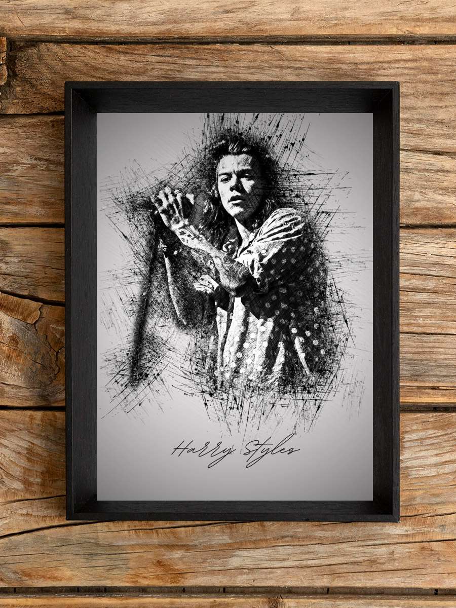 Harry S. Sketch Müzik Poster Tablo Siyah Çerçeveli Yüksek Kalite Müzik Duvar Tablo