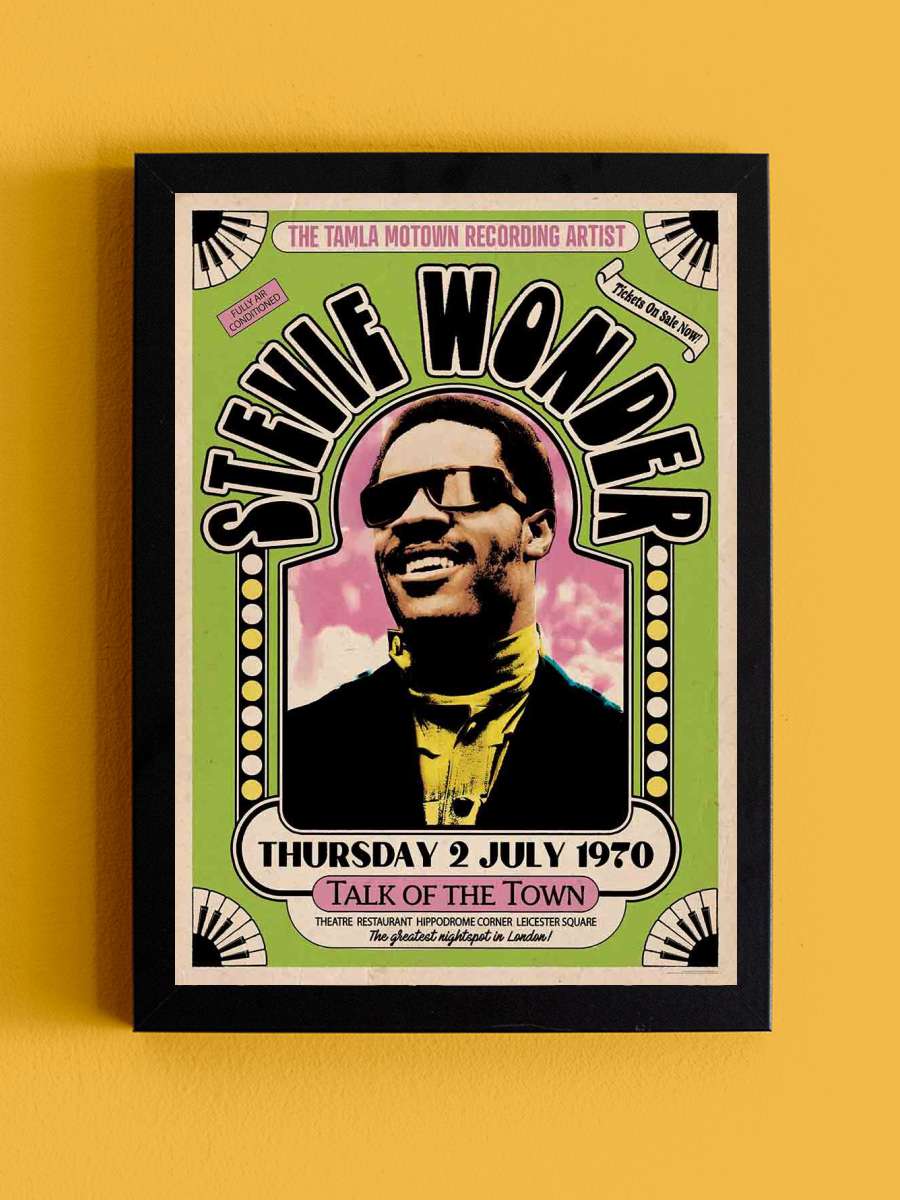 Stevie Wonder - Talk of The Town 1970 Müzik Poster Tablo Siyah Çerçeveli Yüksek Kalite Müzik Duvar Tablo