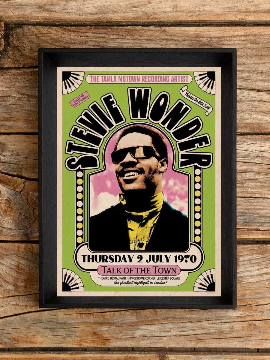 Stevie Wonder - Talk of The Town 1970 Müzik Poster Tablo Siyah Çerçeveli Yüksek Kalite Müzik Duvar Tablo