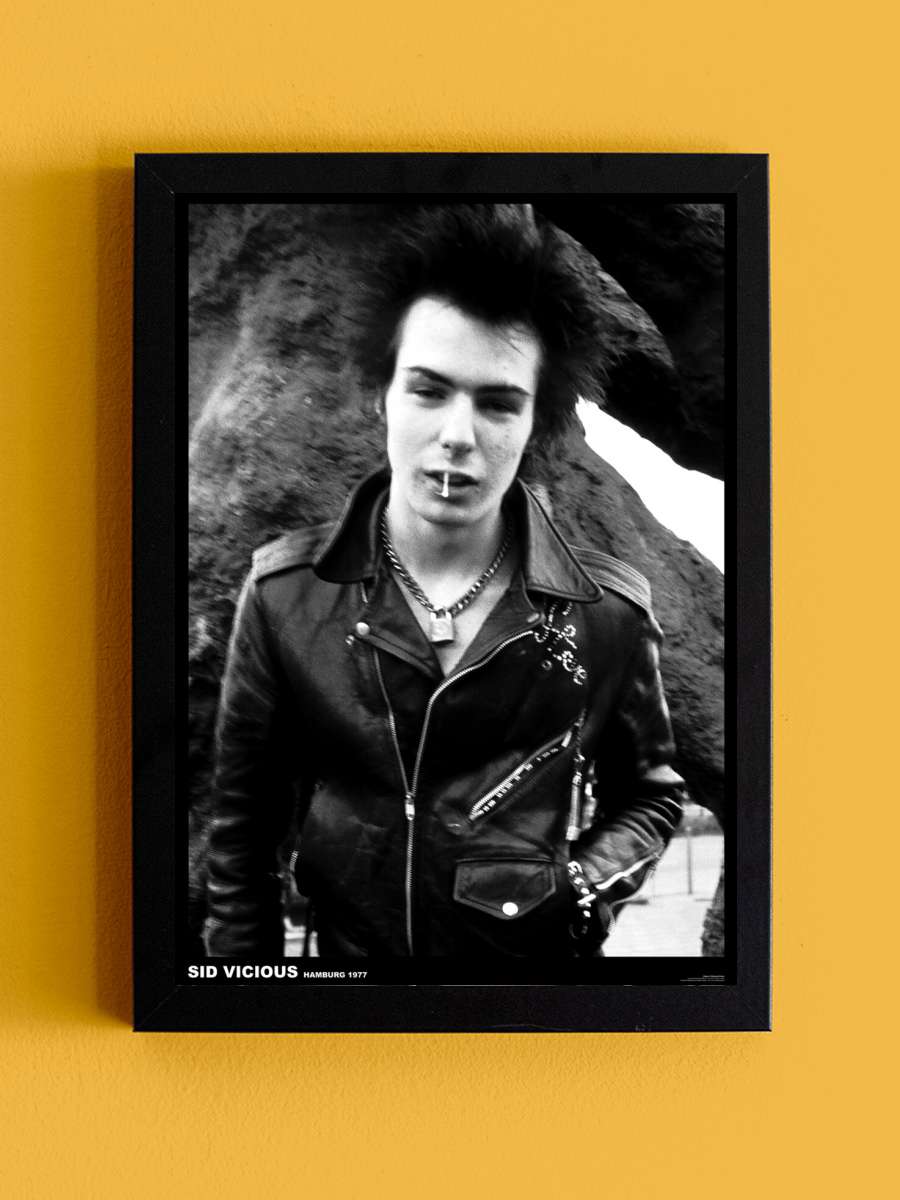 Sid Vicious - Hamburg 1977 Müzik Poster Tablo Siyah Çerçeveli Yüksek Kalite Müzik Duvar Tablo