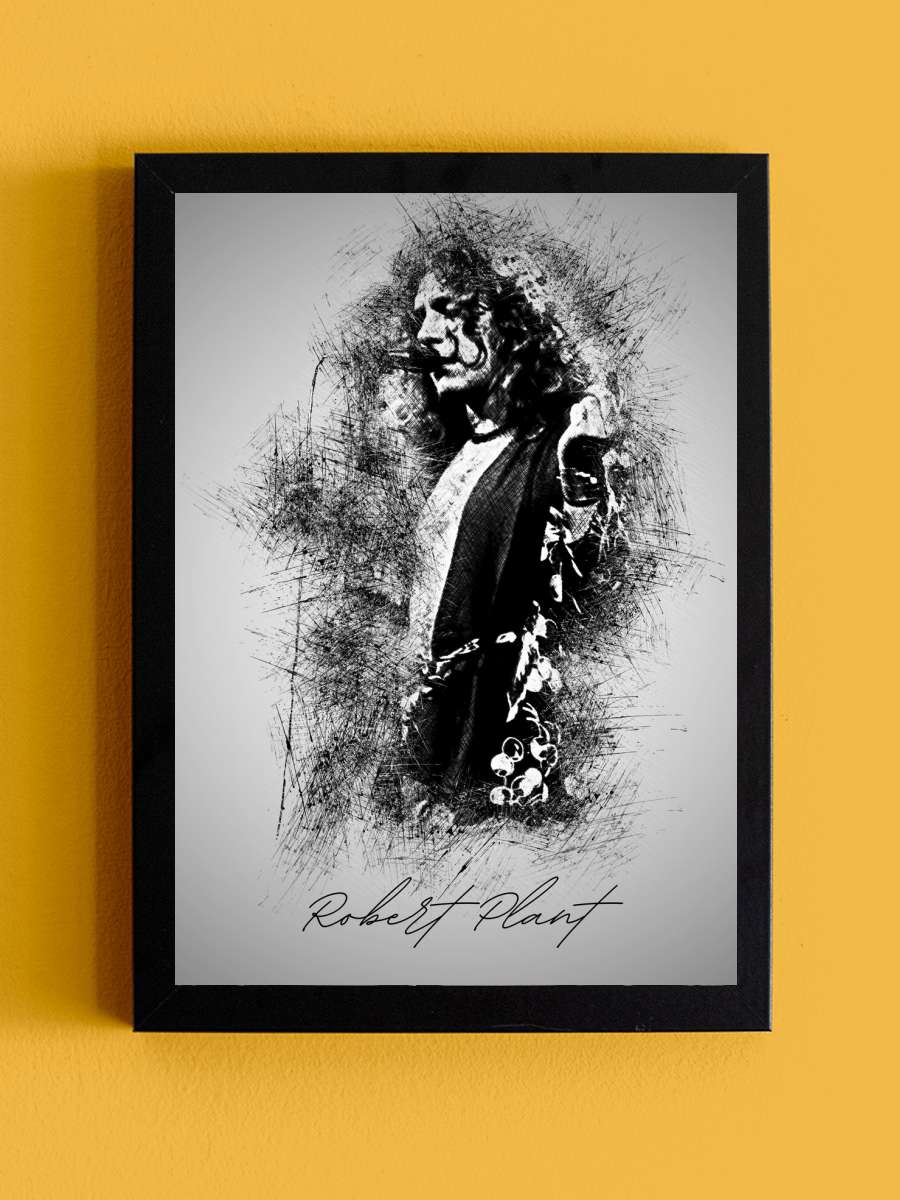 R. Plant Sketch Müzik Poster Tablo Siyah Çerçeveli Yüksek Kalite Müzik Duvar Tablo