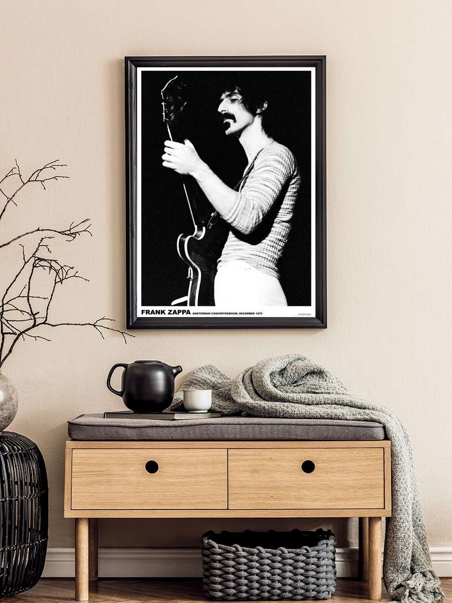 Frank Zappa - Amsterdam ’70 Müzik Poster Tablo Siyah Çerçeveli Yüksek Kalite Müzik Duvar Tablo