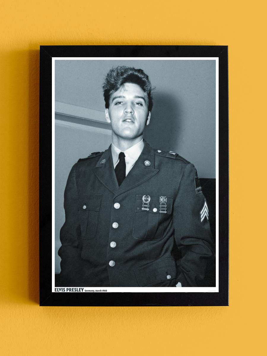 Elvis Presley - Army 1962 Müzik Poster Tablo Siyah Çerçeveli Yüksek Kalite Müzik Duvar Tablo