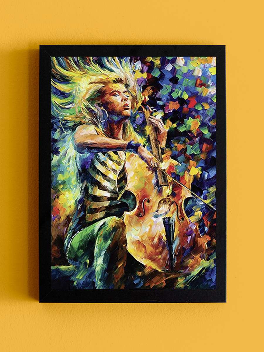 Leonid Afremov - Rhapsody Müzik Poster Tablo Siyah Çerçeveli Yüksek Kalite Müzik Duvar Tablo