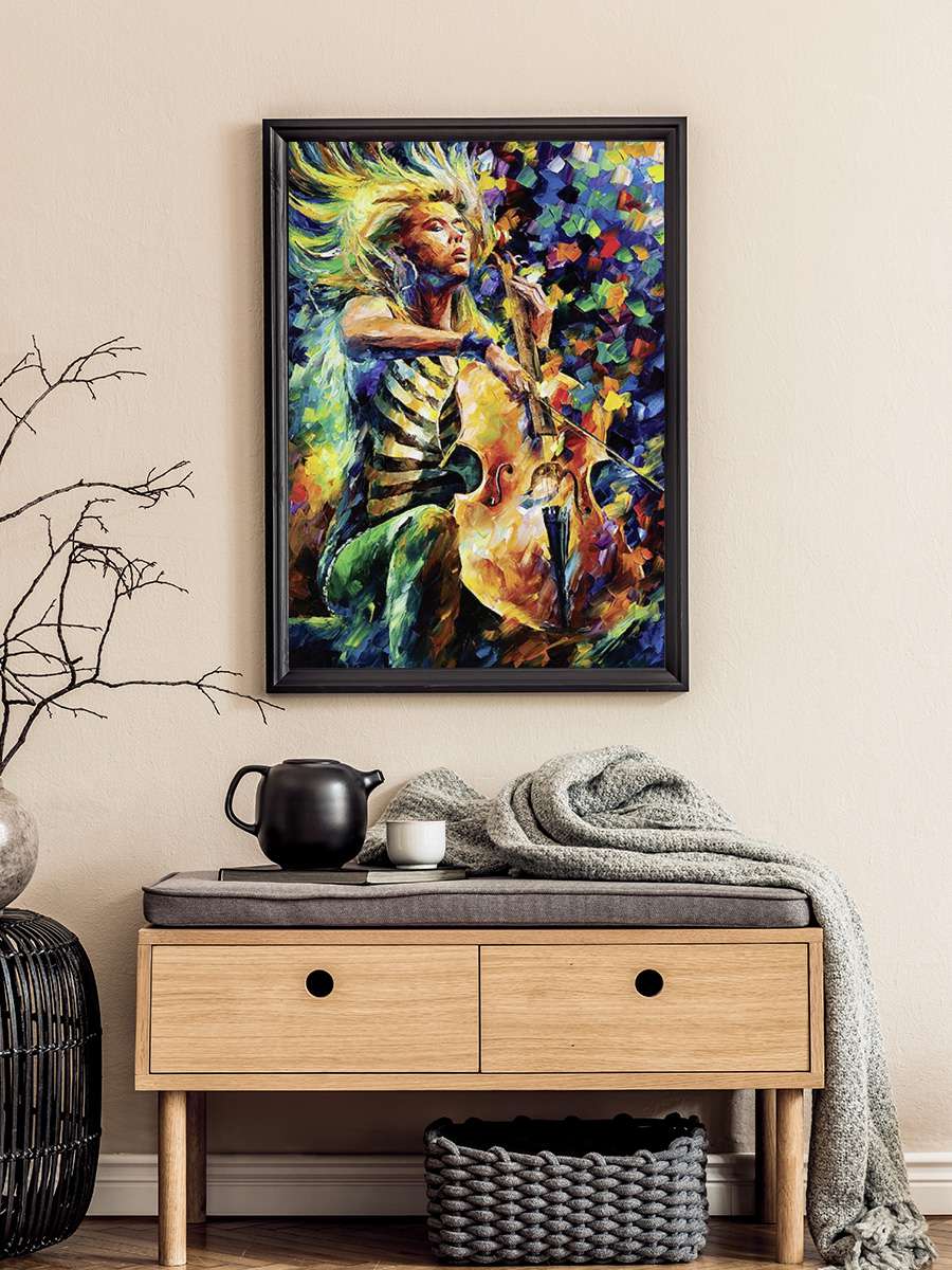 Leonid Afremov - Rhapsody Müzik Poster Tablo Siyah Çerçeveli Yüksek Kalite Müzik Duvar Tablo