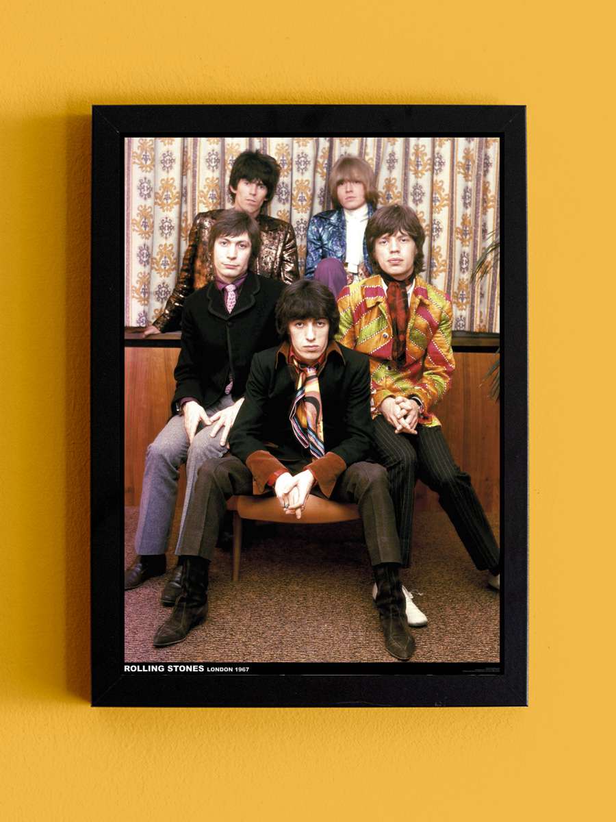 Rolling Stones - Band colour 1967 Müzik Poster Tablo Siyah Çerçeveli Yüksek Kalite Müzik Duvar Tablo