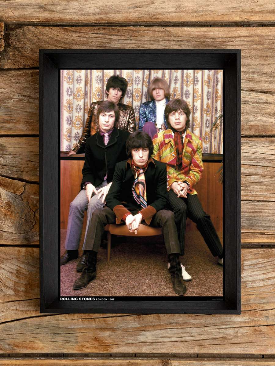 Rolling Stones - Band colour 1967 Müzik Poster Tablo Siyah Çerçeveli Yüksek Kalite Müzik Duvar Tablo