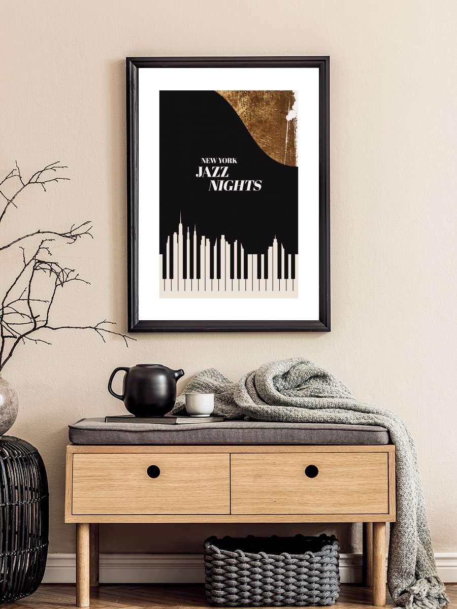 Kubistika - NY Jazz Müzik Poster Tablo Siyah Çerçeveli Yüksek Kalite Müzik Duvar Tablo