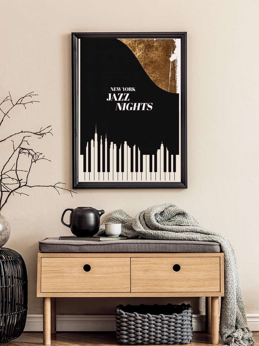 Jazz Nights Müzik Poster Tablo Siyah Çerçeveli Yüksek Kalite Müzik Duvar Tablo