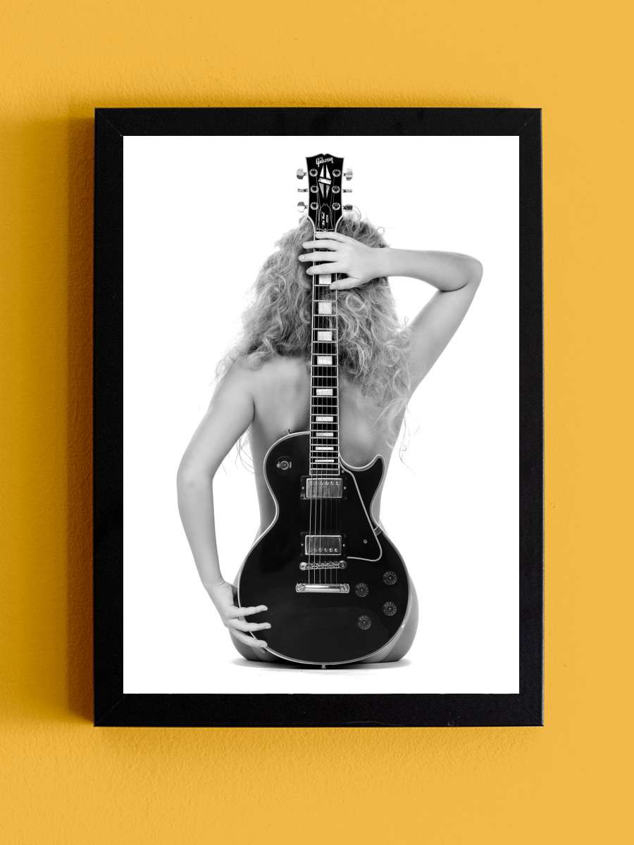 Lady And The Les Paul Müzik Poster Tablo Siyah Çerçeveli Yüksek Kalite Müzik Duvar Tablo