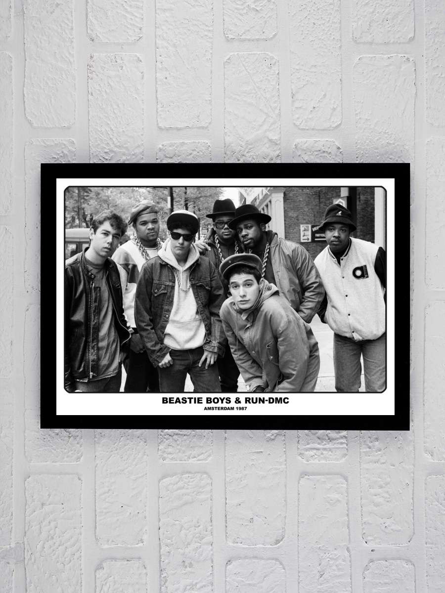 Beastie Boys / Run Dmc - Amsterdam 1987 Müzik Poster Tablo Siyah Çerçeveli Yüksek Kalite Müzik Duvar Tablo