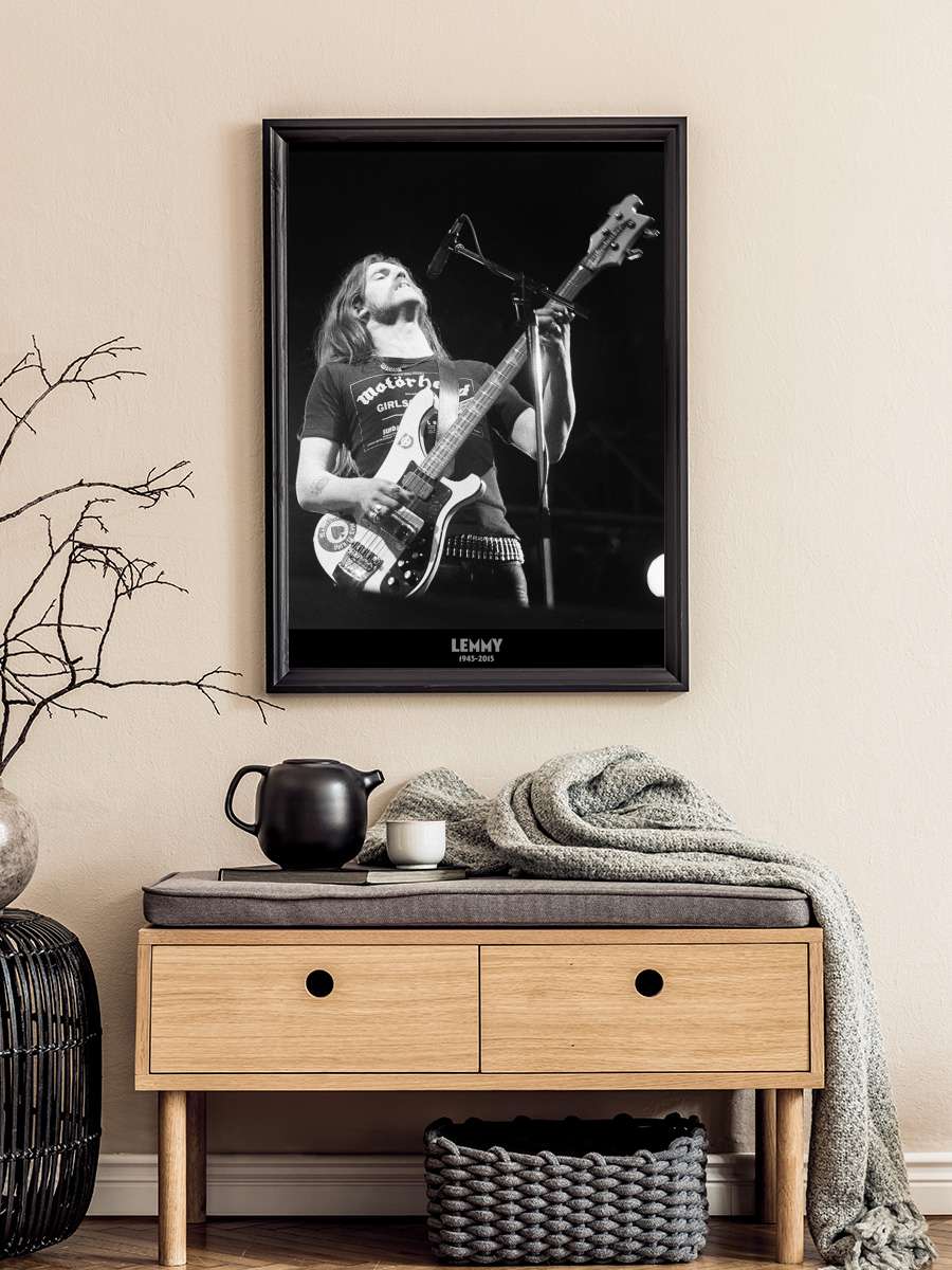 Lemmy - 1945 2015 Müzik Poster Tablo Siyah Çerçeveli Yüksek Kalite Müzik Duvar Tablo