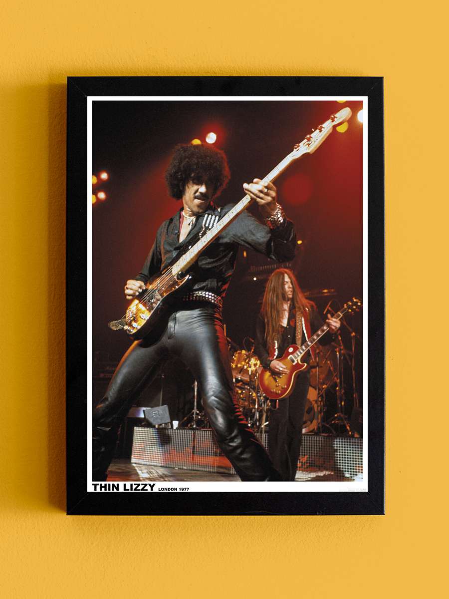 Thin Lizzy - London 1977 Müzik Poster Tablo Siyah Çerçeveli Yüksek Kalite Müzik Duvar Tablo