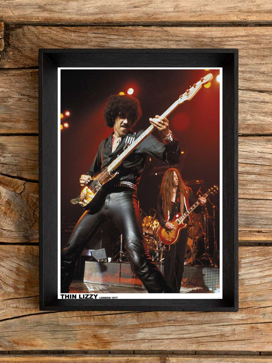 Thin Lizzy - London 1977 Müzik Poster Tablo Siyah Çerçeveli Yüksek Kalite Müzik Duvar Tablo