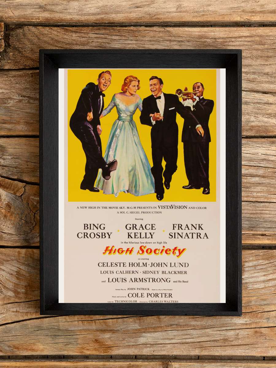 High Society with Bing Crosby,… Crosby, Grace Kelly & Frank… Müzik Poster Tablo Siyah Çerçeveli Yüksek Kalite Müzik Duvar Tablo