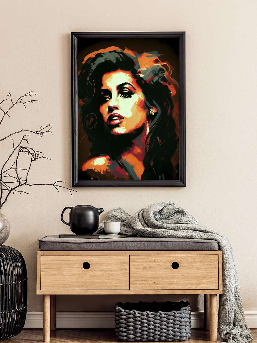 Amy Pop art style Müzik Poster Tablo Siyah Çerçeveli Yüksek Kalite Müzik Duvar Tablo