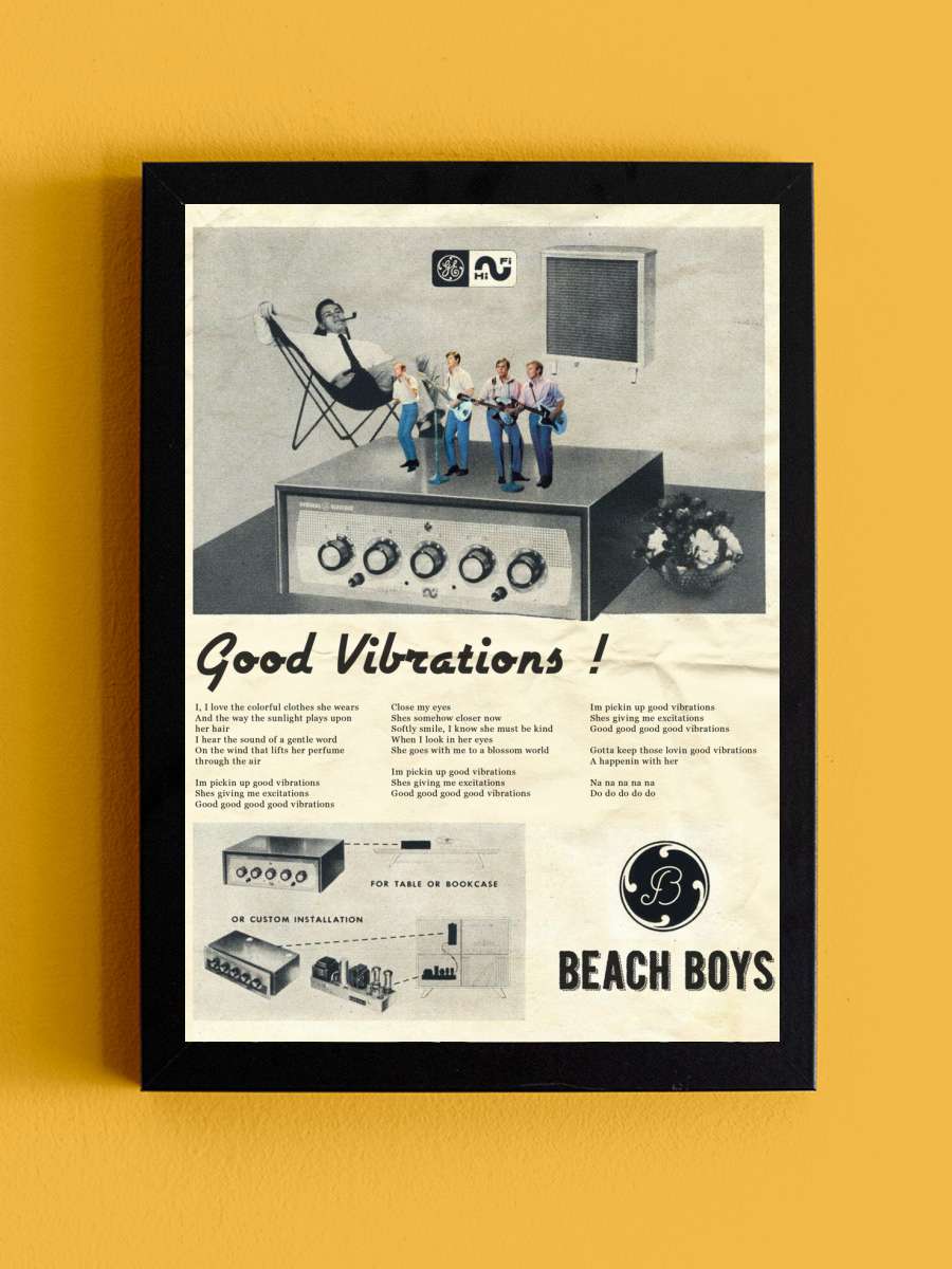 Good vibrations Müzik Poster Tablo Siyah Çerçeveli Yüksek Kalite Müzik Duvar Tablo