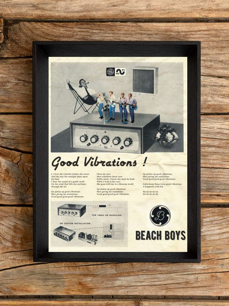 Good vibrations Müzik Poster Tablo Siyah Çerçeveli Yüksek Kalite Müzik Duvar Tablo