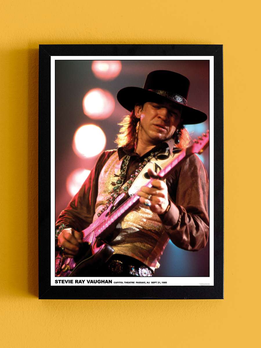 Stevie Ray Vaughan - New Jersey 85 Müzik Poster Tablo Siyah Çerçeveli Yüksek Kalite Müzik Duvar Tablo