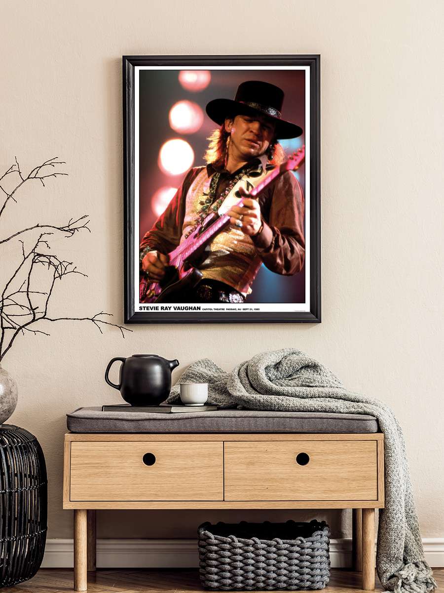 Stevie Ray Vaughan - New Jersey 85 Müzik Poster Tablo Siyah Çerçeveli Yüksek Kalite Müzik Duvar Tablo