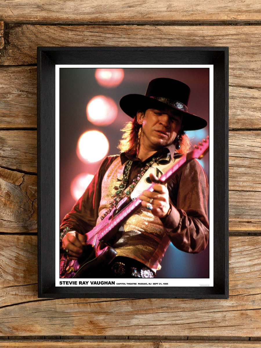 Stevie Ray Vaughan - New Jersey 85 Müzik Poster Tablo Siyah Çerçeveli Yüksek Kalite Müzik Duvar Tablo