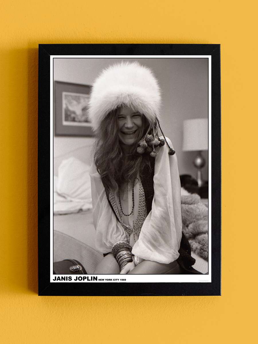 Janis Joplin - New York Hotel, December, 19 1969 Müzik Poster Tablo Siyah Çerçeveli Yüksek Kalite Müzik Duvar Tablo