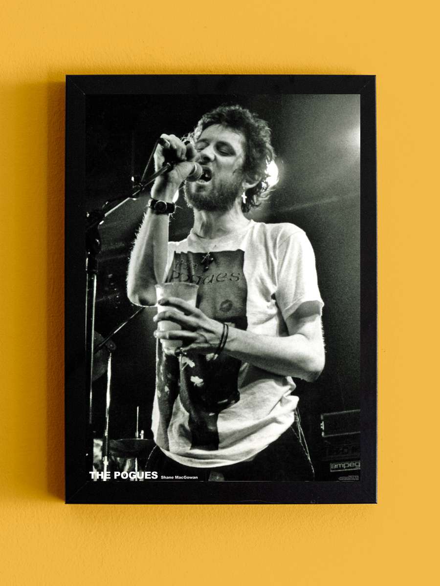 The Pogues - Shane McGowan Live Müzik Poster Tablo Siyah Çerçeveli Yüksek Kalite Müzik Duvar Tablo