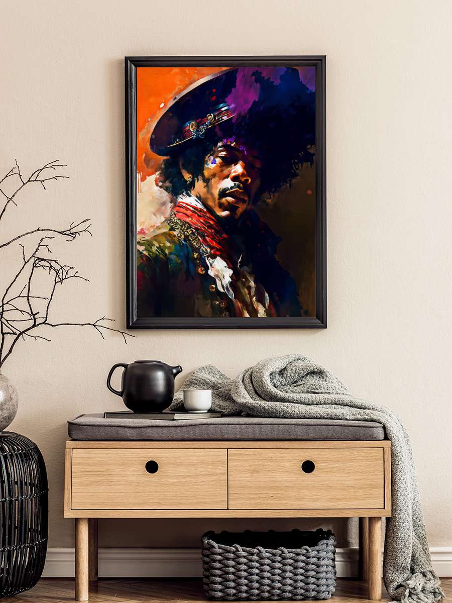 Paint Jimi Müzik Poster Tablo Siyah Çerçeveli Yüksek Kalite Müzik Duvar Tablo