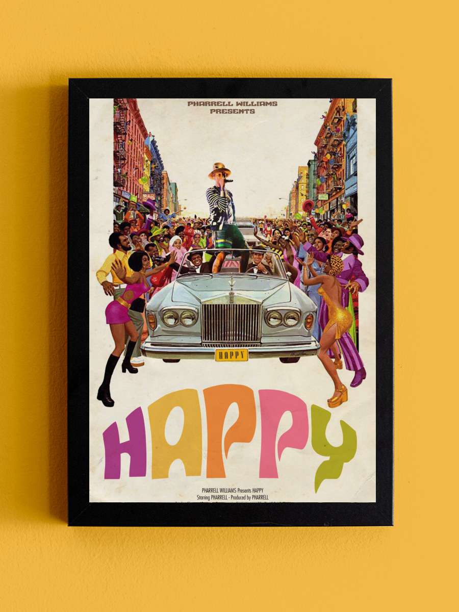 HAPPY Müzik Poster Tablo Siyah Çerçeveli Yüksek Kalite Müzik Duvar Tablo