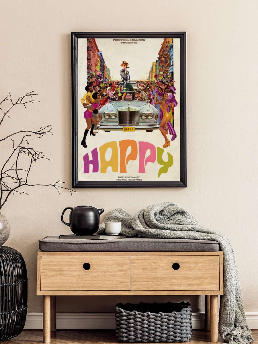 HAPPY Müzik Poster Tablo Siyah Çerçeveli Yüksek Kalite Müzik Duvar Tablo