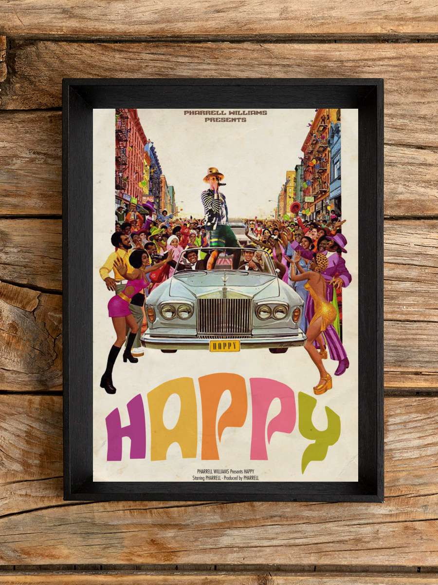 HAPPY Müzik Poster Tablo Siyah Çerçeveli Yüksek Kalite Müzik Duvar Tablo