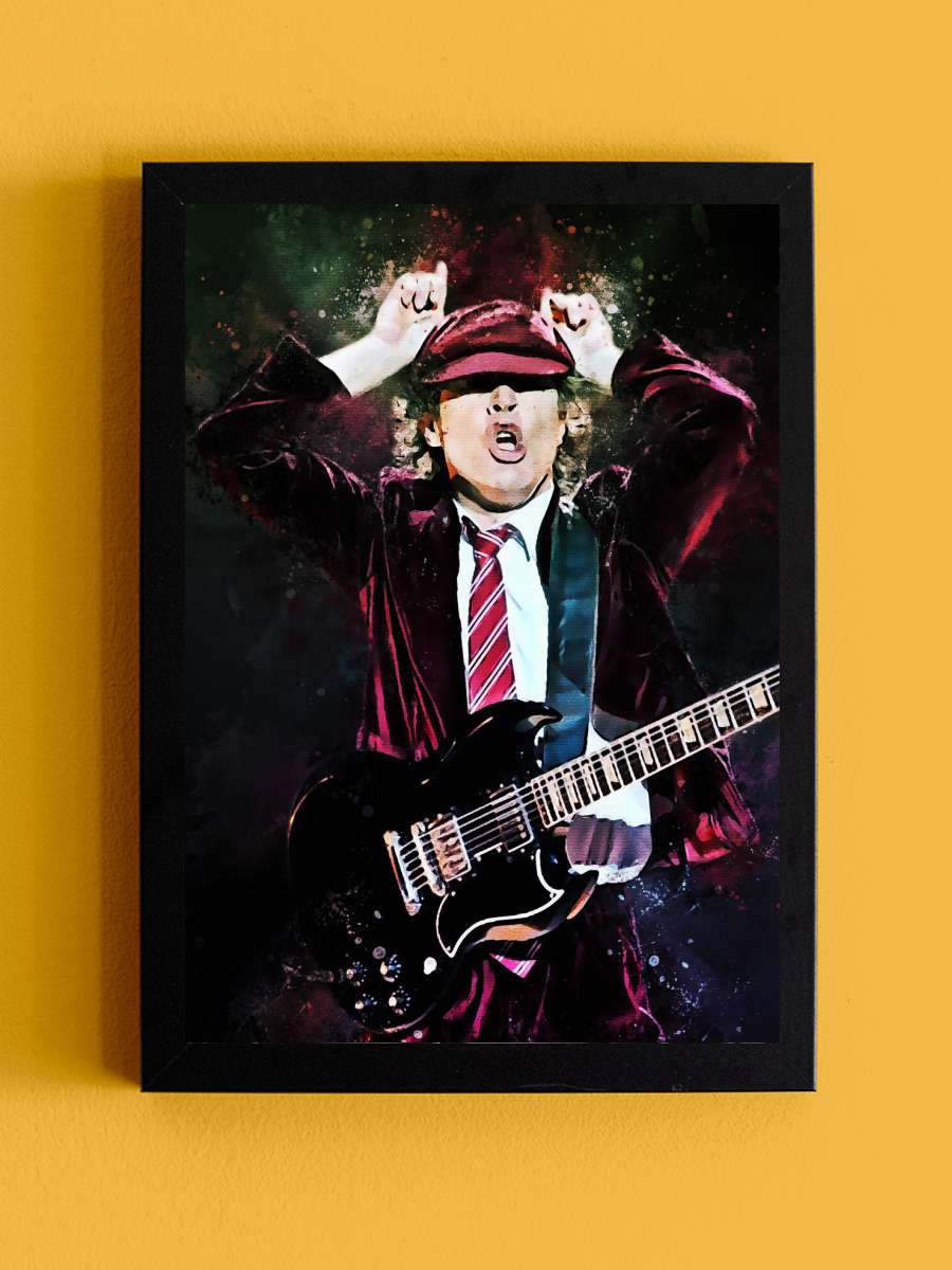 Angus Guitar Müzik Poster Tablo Siyah Çerçeveli Yüksek Kalite Müzik Duvar Tablo