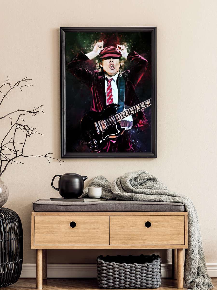 Angus Guitar Müzik Poster Tablo Siyah Çerçeveli Yüksek Kalite Müzik Duvar Tablo