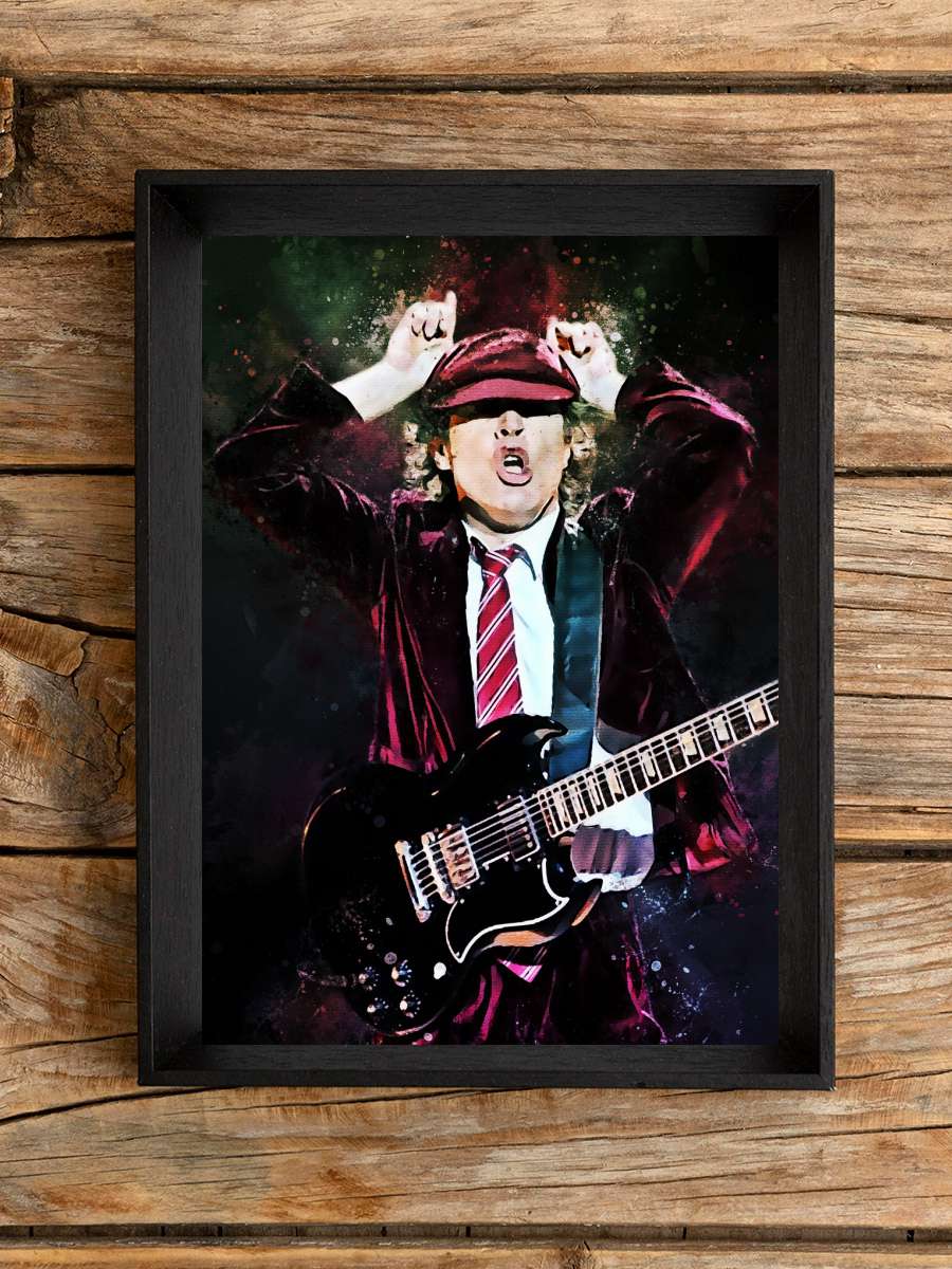 Angus Guitar Müzik Poster Tablo Siyah Çerçeveli Yüksek Kalite Müzik Duvar Tablo