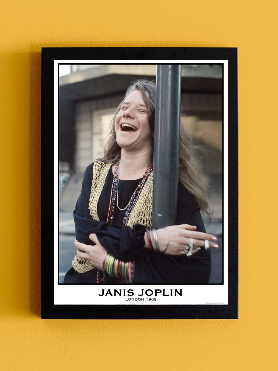 Janis Joplin - London 1969 Müzik Poster Tablo Siyah Çerçeveli Yüksek Kalite Müzik Duvar Tablo