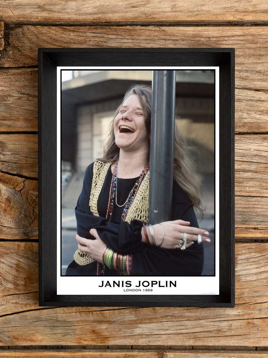 Janis Joplin - London 1969 Müzik Poster Tablo Siyah Çerçeveli Yüksek Kalite Müzik Duvar Tablo