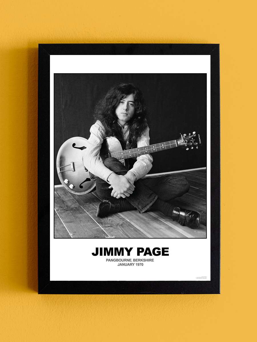 Jimmy Page - January 1970 Berkshire Müzik Poster Tablo Siyah Çerçeveli Yüksek Kalite Müzik Duvar Tablo