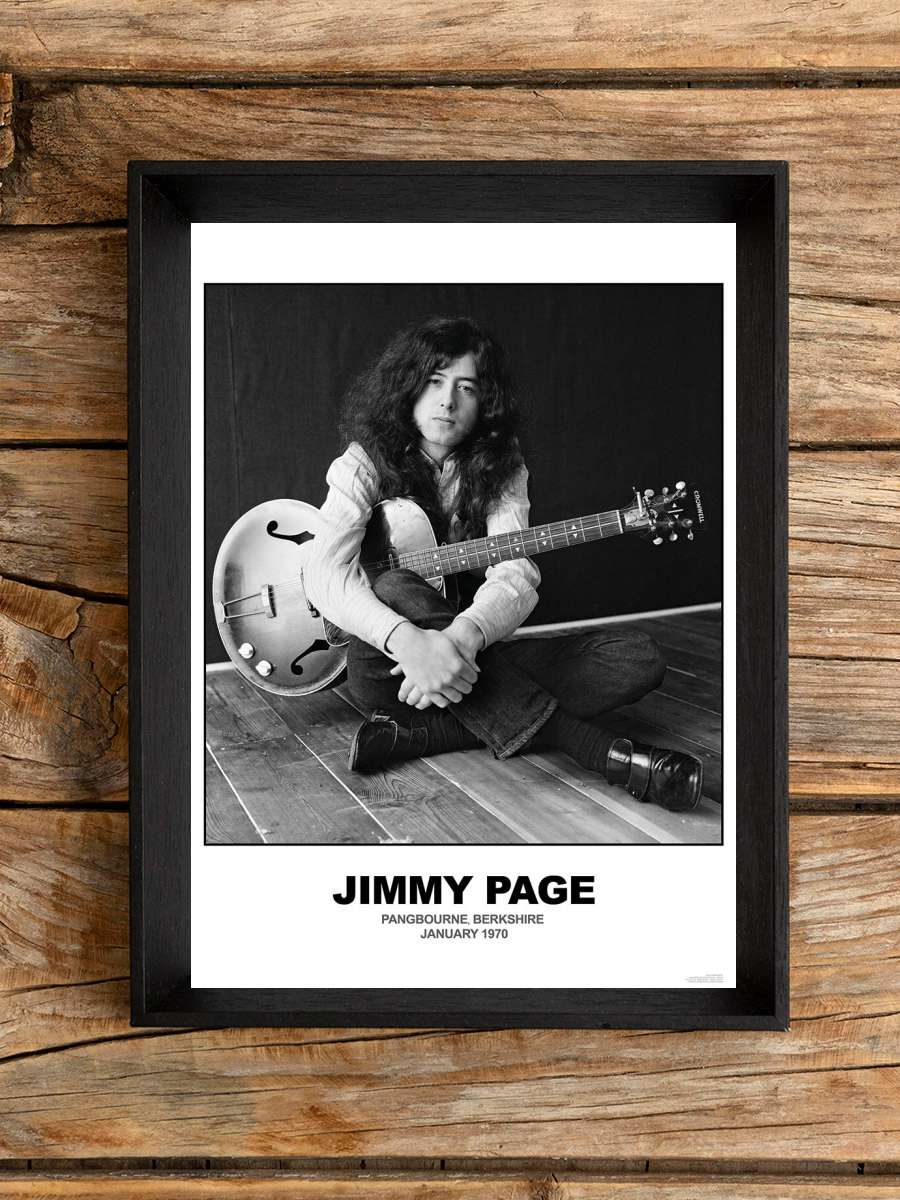 Jimmy Page - January 1970 Berkshire Müzik Poster Tablo Siyah Çerçeveli Yüksek Kalite Müzik Duvar Tablo