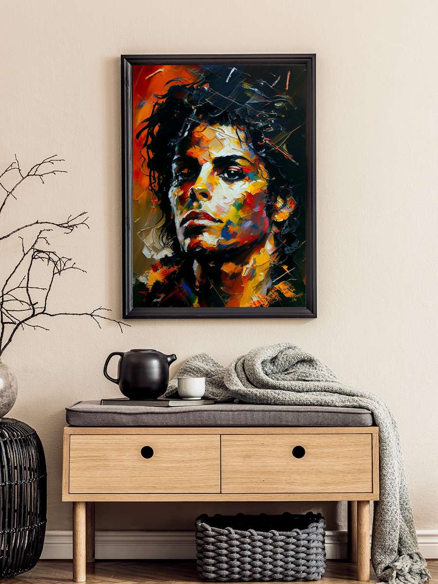 Michael Pop art style Müzik Poster Tablo Siyah Çerçeveli Yüksek Kalite Müzik Duvar Tablo