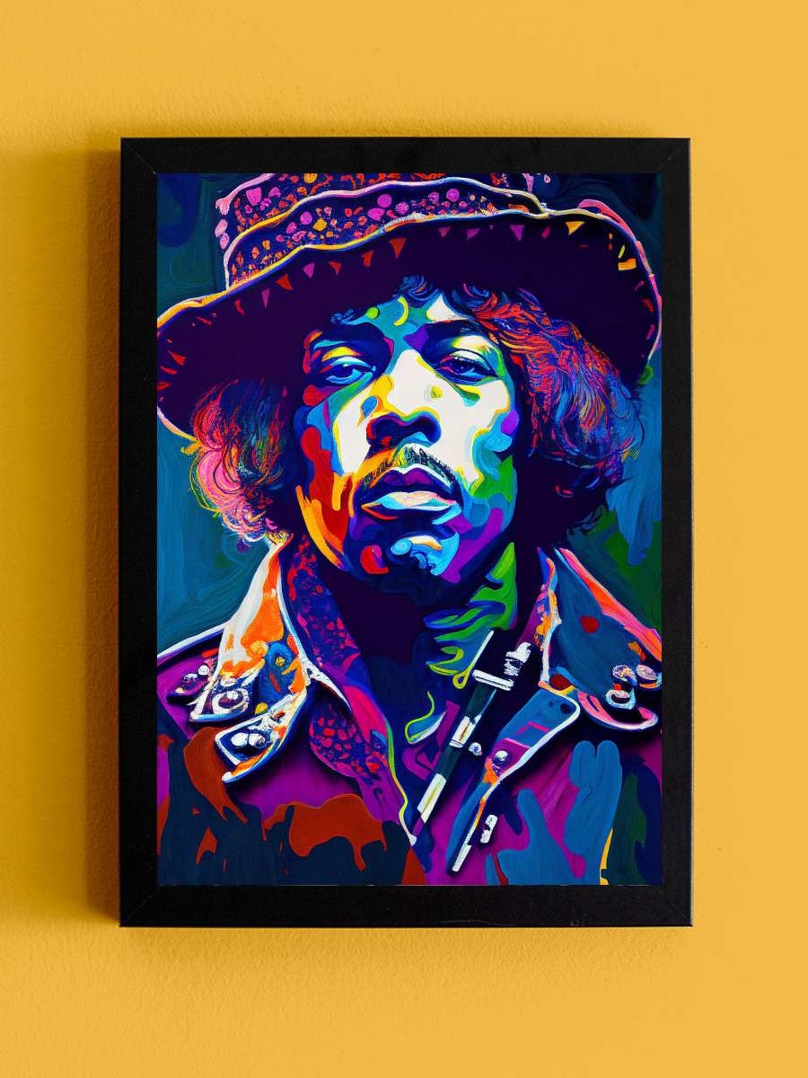 Hendrix colorful pop art style  Müzik Poster Tablo Siyah Çerçeveli Yüksek Kalite Müzik Duvar Tablo