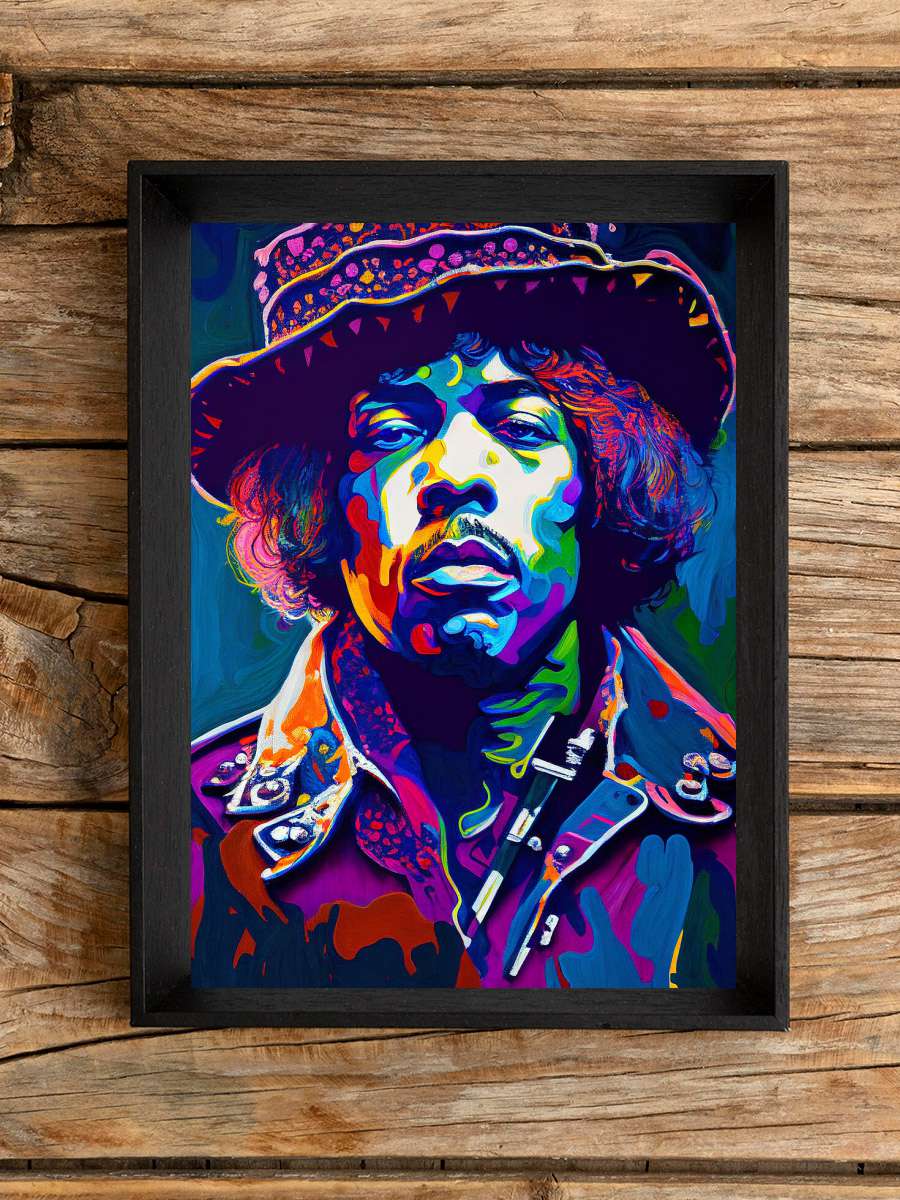 Hendrix colorful pop art style  Müzik Poster Tablo Siyah Çerçeveli Yüksek Kalite Müzik Duvar Tablo