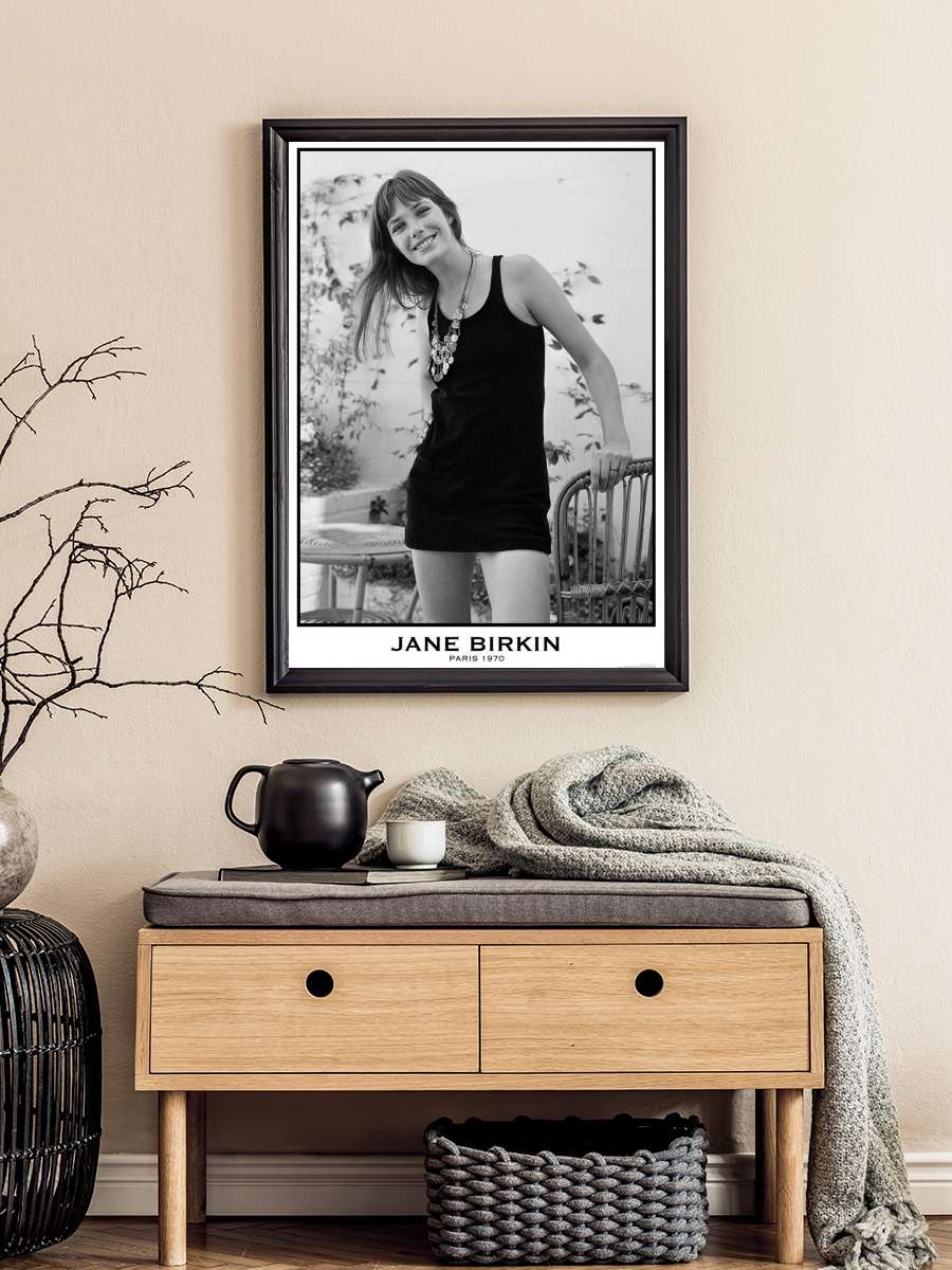 Jane Birkin - Paris 1970 Müzik Poster Tablo Siyah Çerçeveli Yüksek Kalite Müzik Duvar Tablo