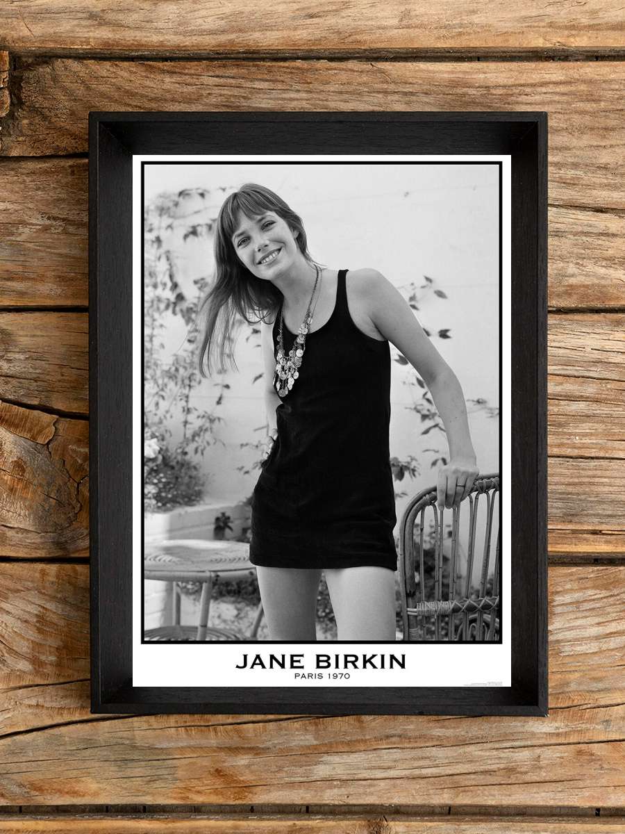 Jane Birkin - Paris 1970 Müzik Poster Tablo Siyah Çerçeveli Yüksek Kalite Müzik Duvar Tablo